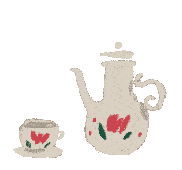 Eine Animation einer Ostfriesischen Teekanne, die Tee in eine Ostfriesische Teetasse schießt.