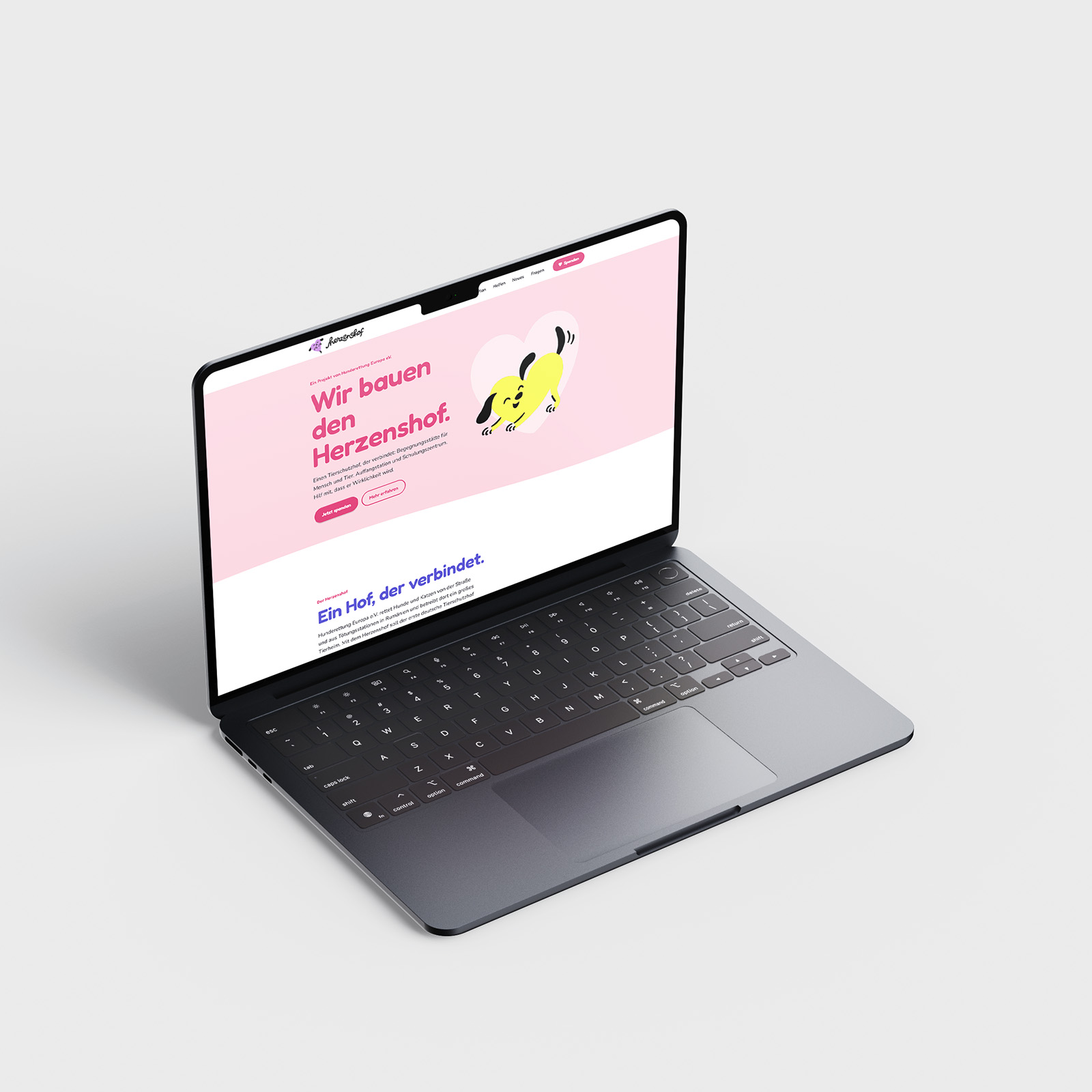 Website des Herzenshofs auf dem MacBook