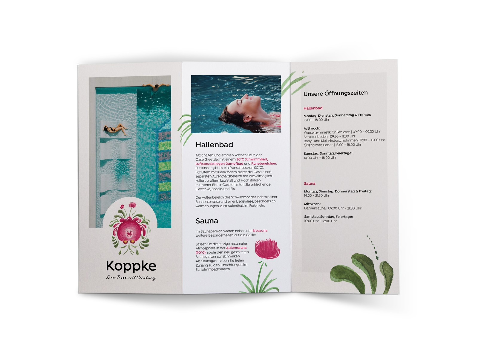 Markenauftritt Koppke mit handgemalter Aquarell-Teerose für Krummhörn-Greetsiel