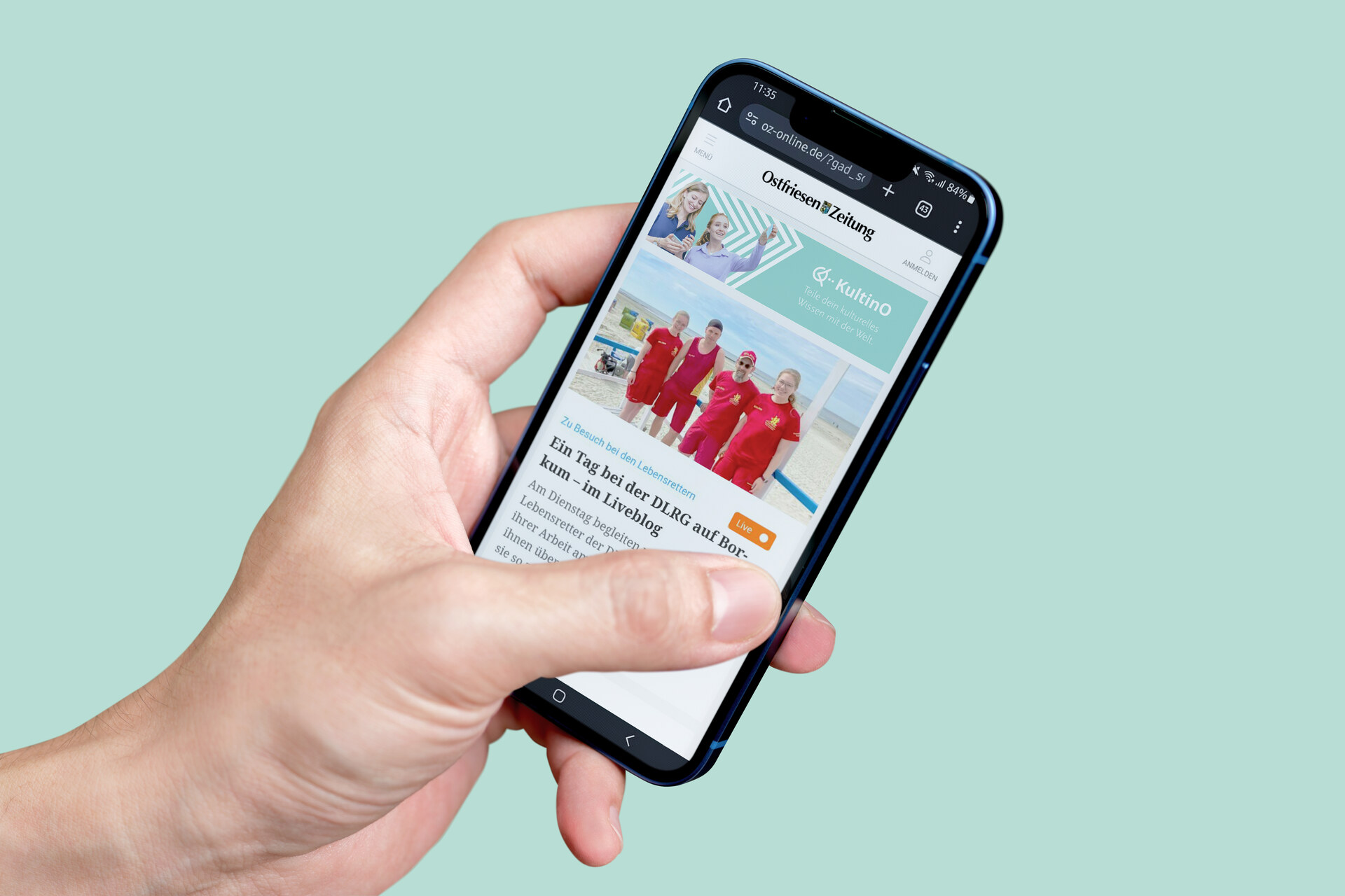 Mobile Kampagnen- und Portalansicht für KultinO auf dem Smartphone