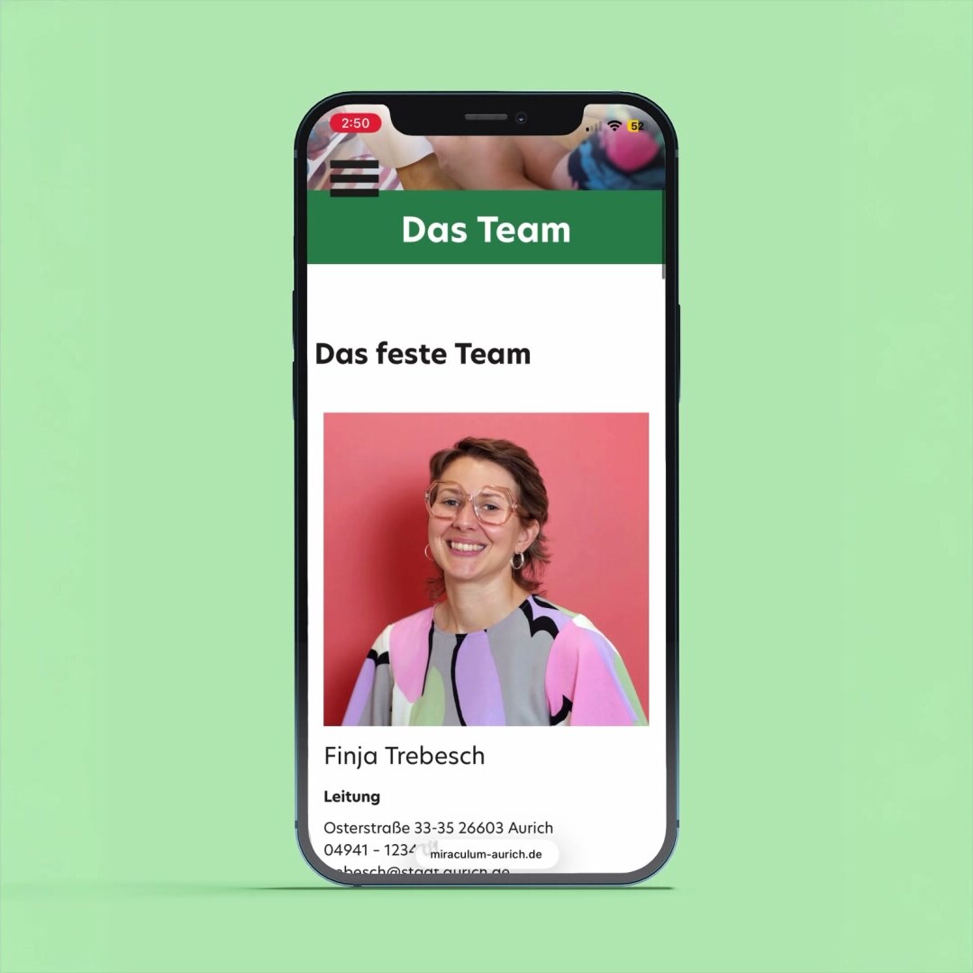Mobile Ansicht von miraculum-aurich.de für Kunstschule und MachMitMuseum auf dem Smartphone