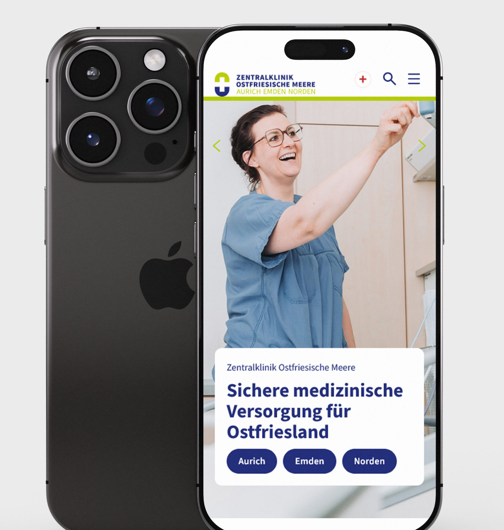 Zentralklinik Ostfriesische Meere mobil auf dem iPhone mit Standortwahl Aurich, Emden und Norden