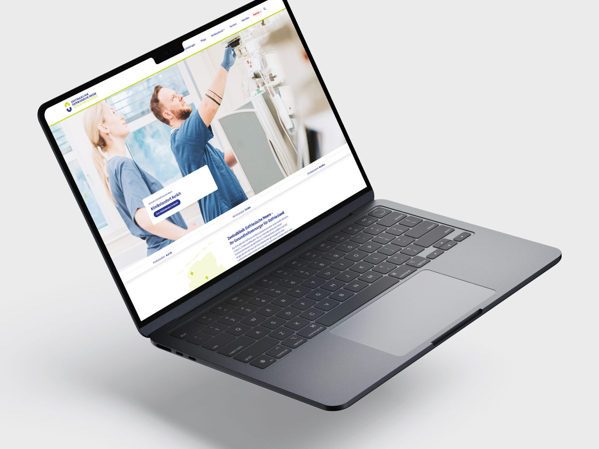 Zentralklinik Ostfriesische Meere auf dem Laptop