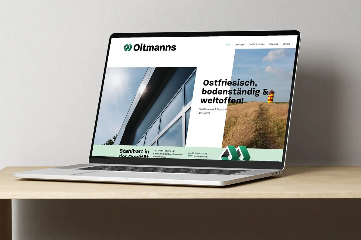 Webauftritt oltmanns.gmbh für Stahlbau Oltmanns in Aurich-Schirum